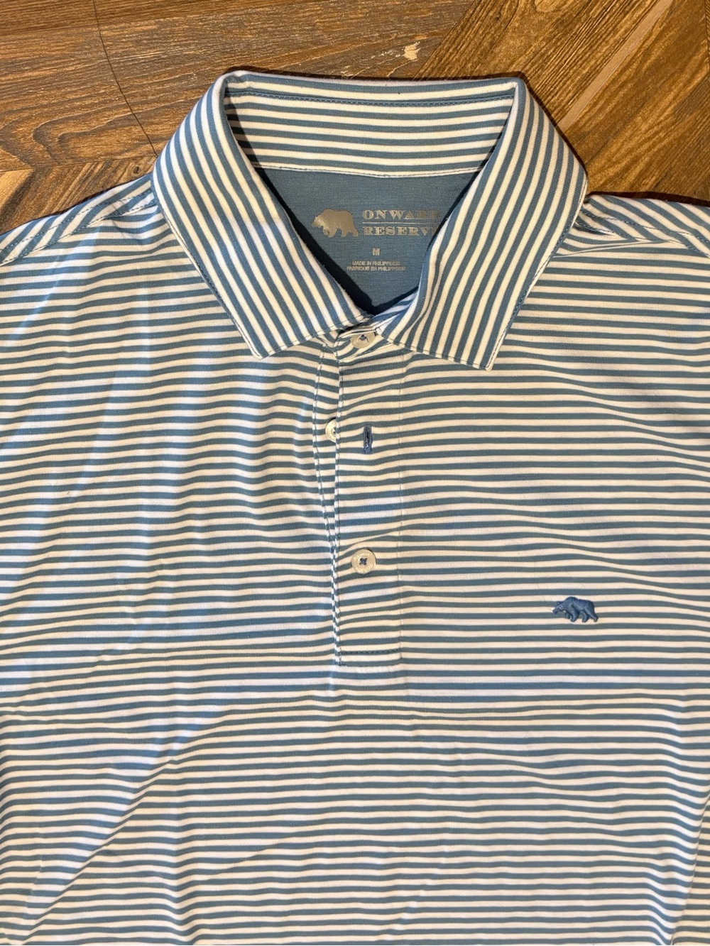 Onward Reserve Men’s Blue & White Striped Polo Shirt